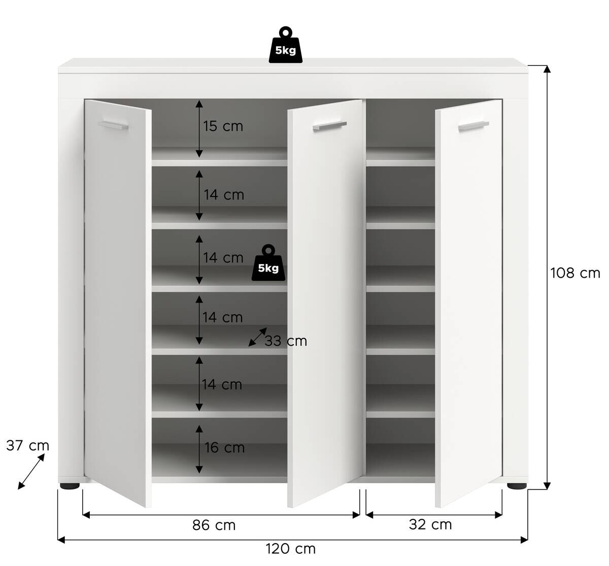 Schuhschrank JAM weiß B/H/T: ca. 120x108x37 cm