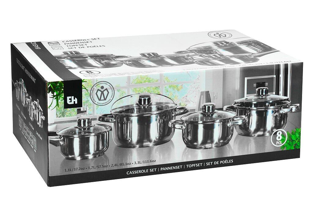 Topfset silber Edelstahl 4 tlg.