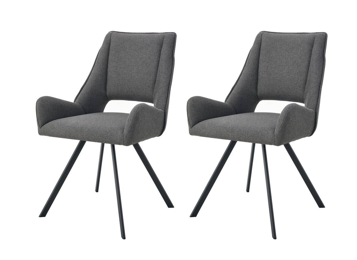 Stuhl HELEN, 2er Set anthrazit Stoff B/H/T: ca. 56x91x63 cm