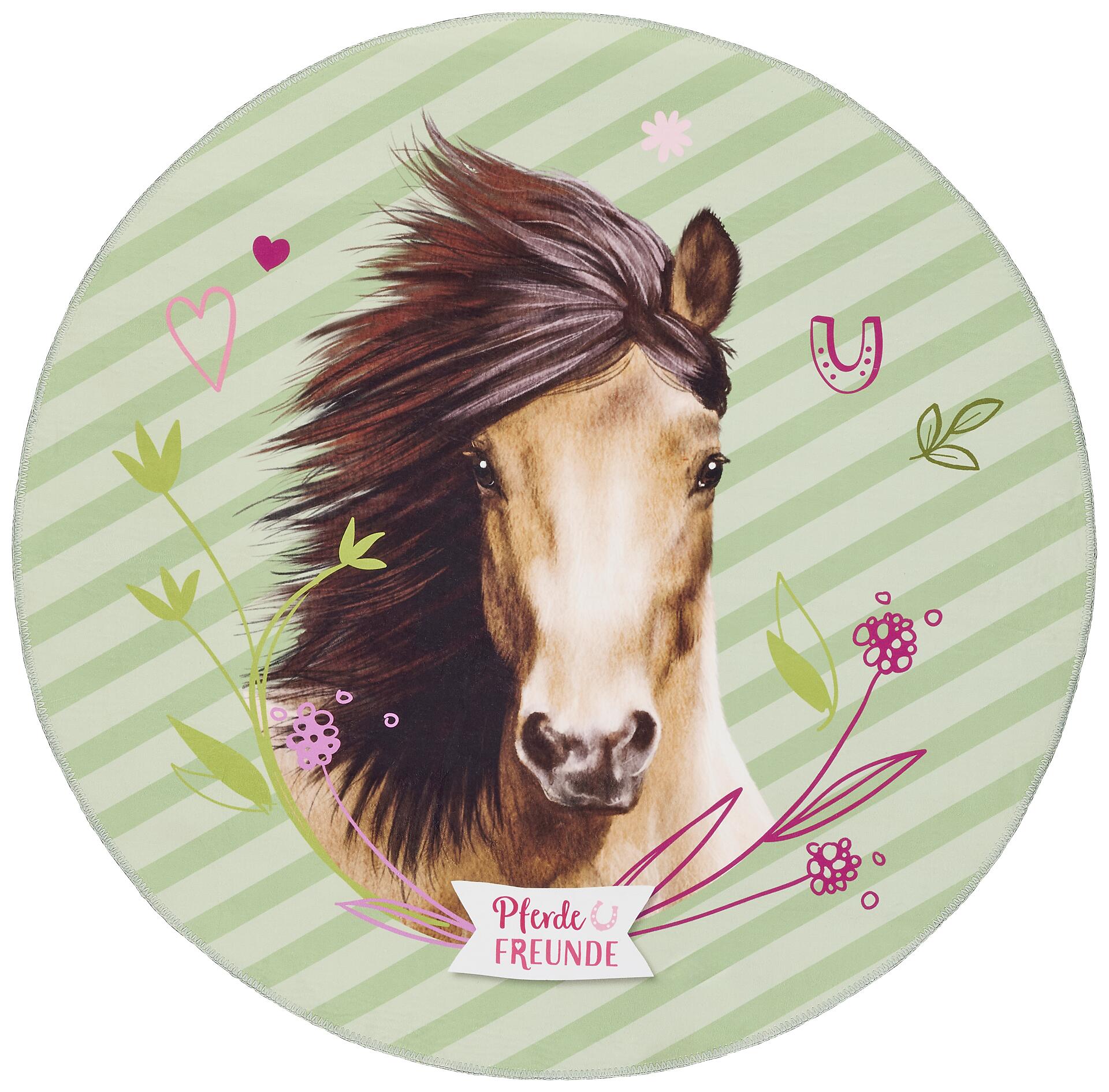 Pferde Freunde Kinderteppich grün D: ca. 100 cm