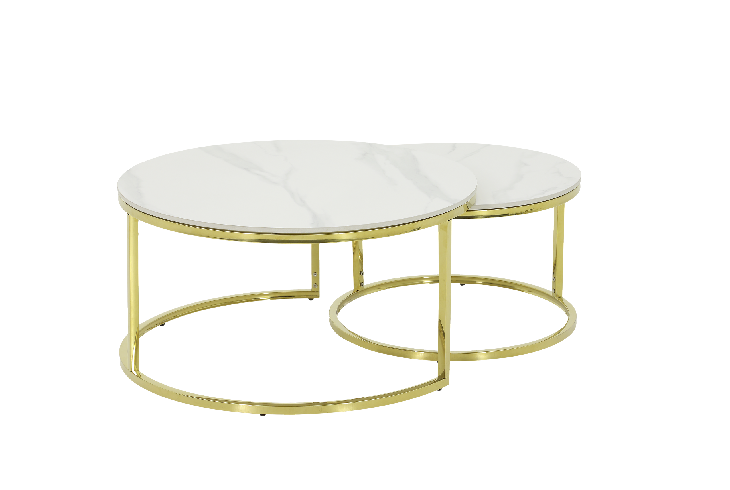 Hela Couchtisch Joel Marmoroptik weiß gold Metall Stein H/D: ca. 41x80 cm