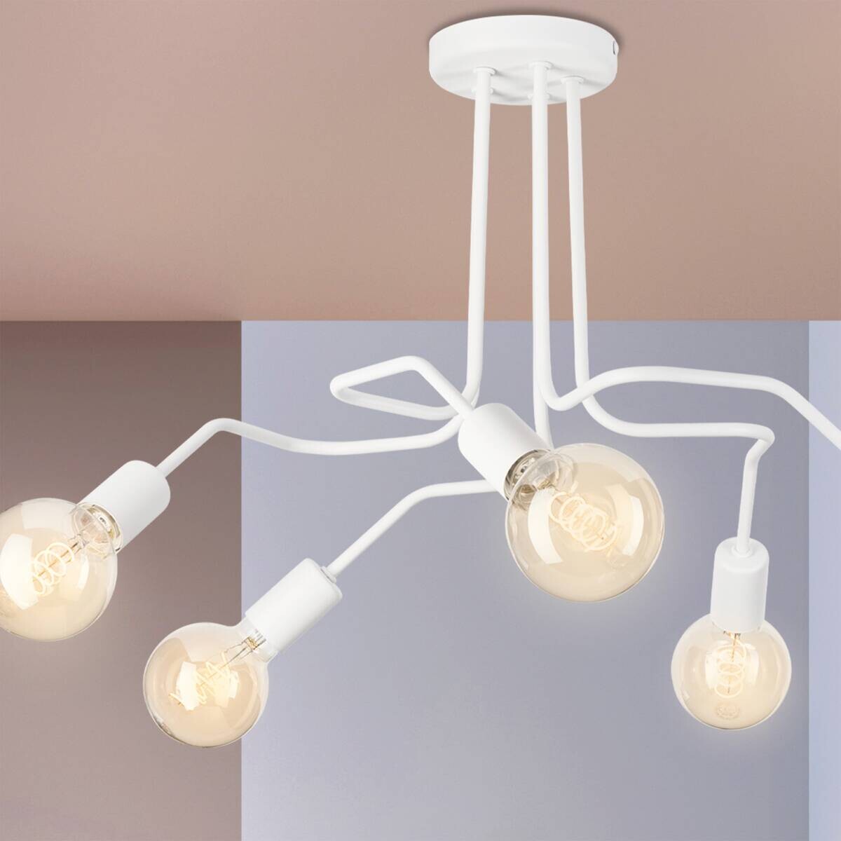 Lamkur Deckenleuchte Domino weiß Stahl H/L: ca. 40x59 cm E27 5 Brennstellen