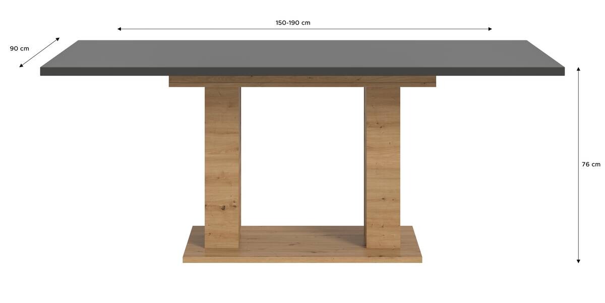Esstisch MOTION grau Artisan Nachbildung B/H/T: ca. 150x76x90 cm