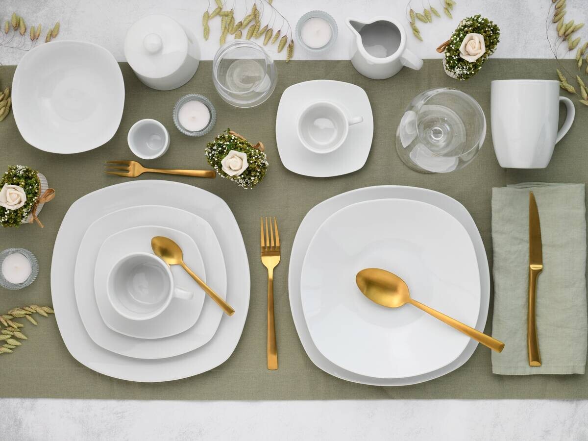 CreaTable Kombiservice Square weiß Porzellan 62 tlg.