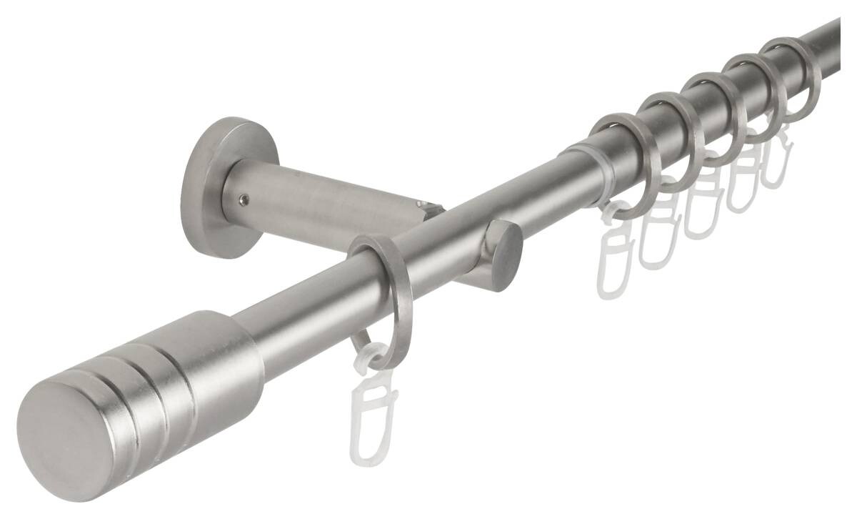Gardinenstange Edelstahloptik Aluminium ausziehbar von ca. 120 bis 210 cm 1.0 Läufe