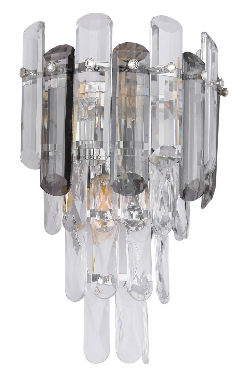 GLOBO Wandleuchte Chrom klar Metall Acryl B/H: ca. 24x34 cm E14 2 Brennstellen