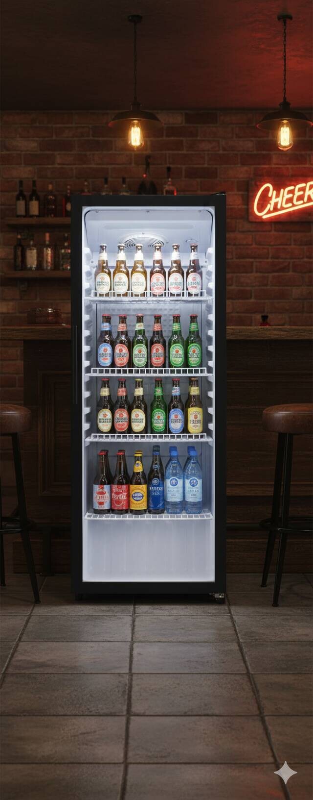 POCOline Glastürkühlschrank GTK144-235 DB schwarz B/H/T: ca. 54x144x55 cm