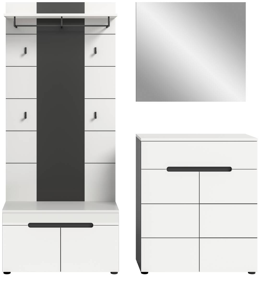 Garderobe Canu basaltgrau Nachbildung weiß B/H/T: ca. 175x190x37 cm