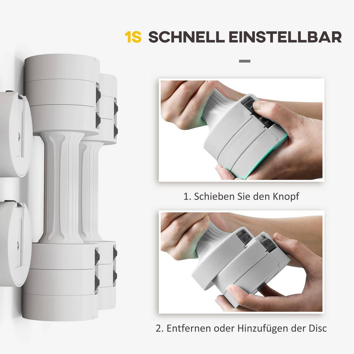 SPORTNOW Hanteln weiß Kunststoff B/H/L: ca. 7,5x7,5x26,5 cm