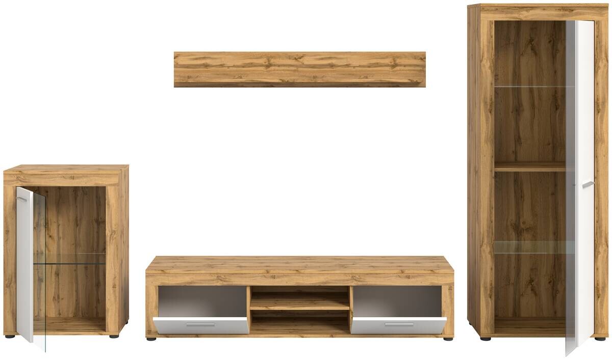 Wohnwand Jam Eiche Wotan Nachbildung weiß B/H/T: ca. 310x169x35 cm