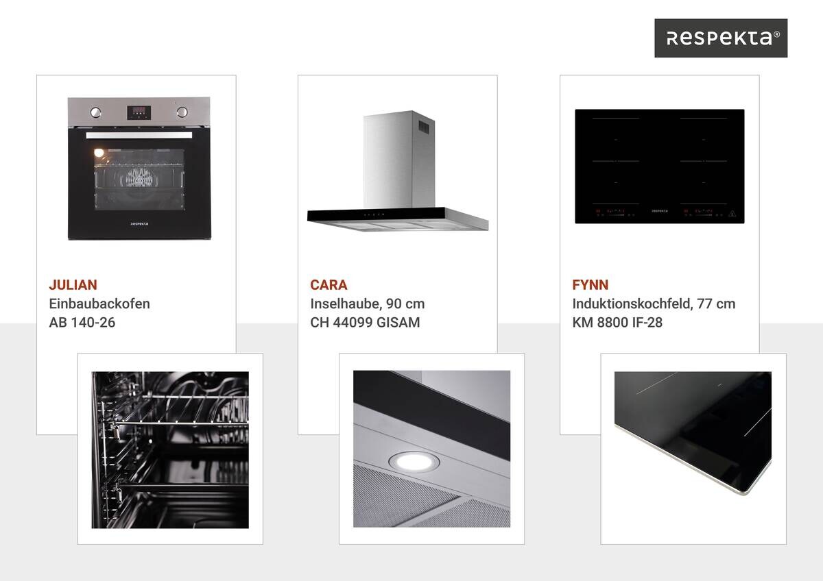 Respekta Inselküche Gabriel weiß Hochglanz B/H/T: ca. 320x200x60 cm