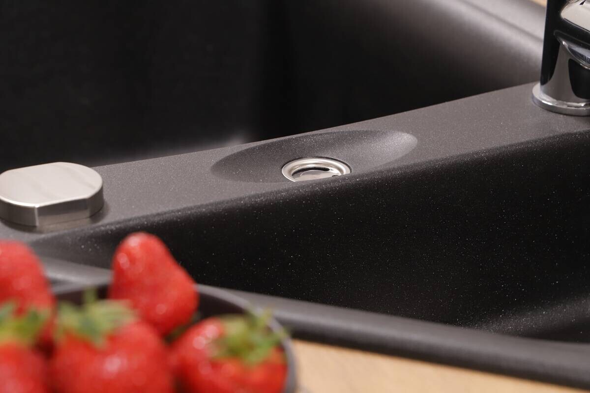 Respekta Einbauspüle Arlington schwarz Granit B/H/T: ca. 110,5x19,5x52 cm