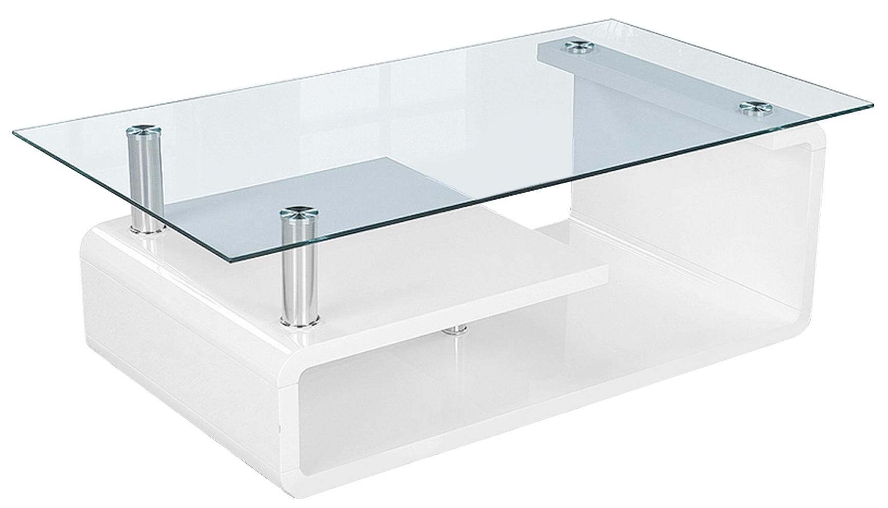 Glascouchtisch Emil glasklar weiß B/H/T: ca. 110x40x65 cm Glascouchtisch Emil glasklar weiß B/H/T: ca. 110x40x65 cm
