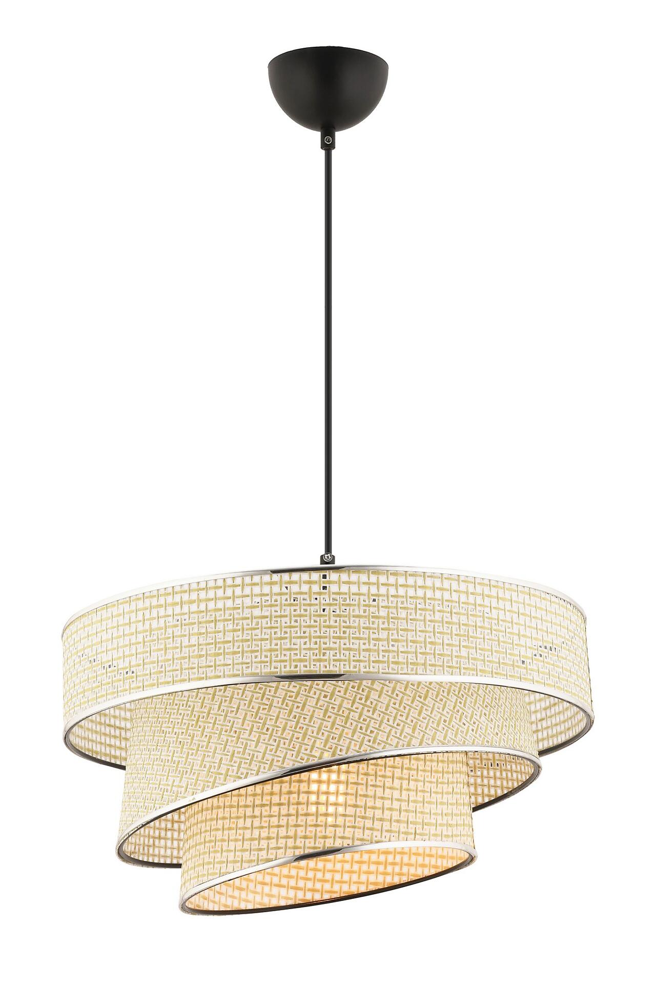 Opviq Pendelleuchte Couper creme silber Baumwolle Metall B/H/L: ca. 40x72x40 cm E27 1 Brennstellen