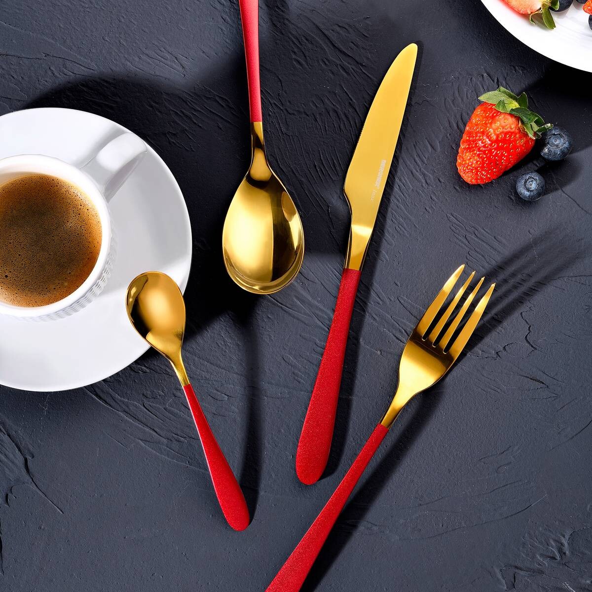 BERGNER Besteckset Lisboa red rot Edelstahl 16 tlg.