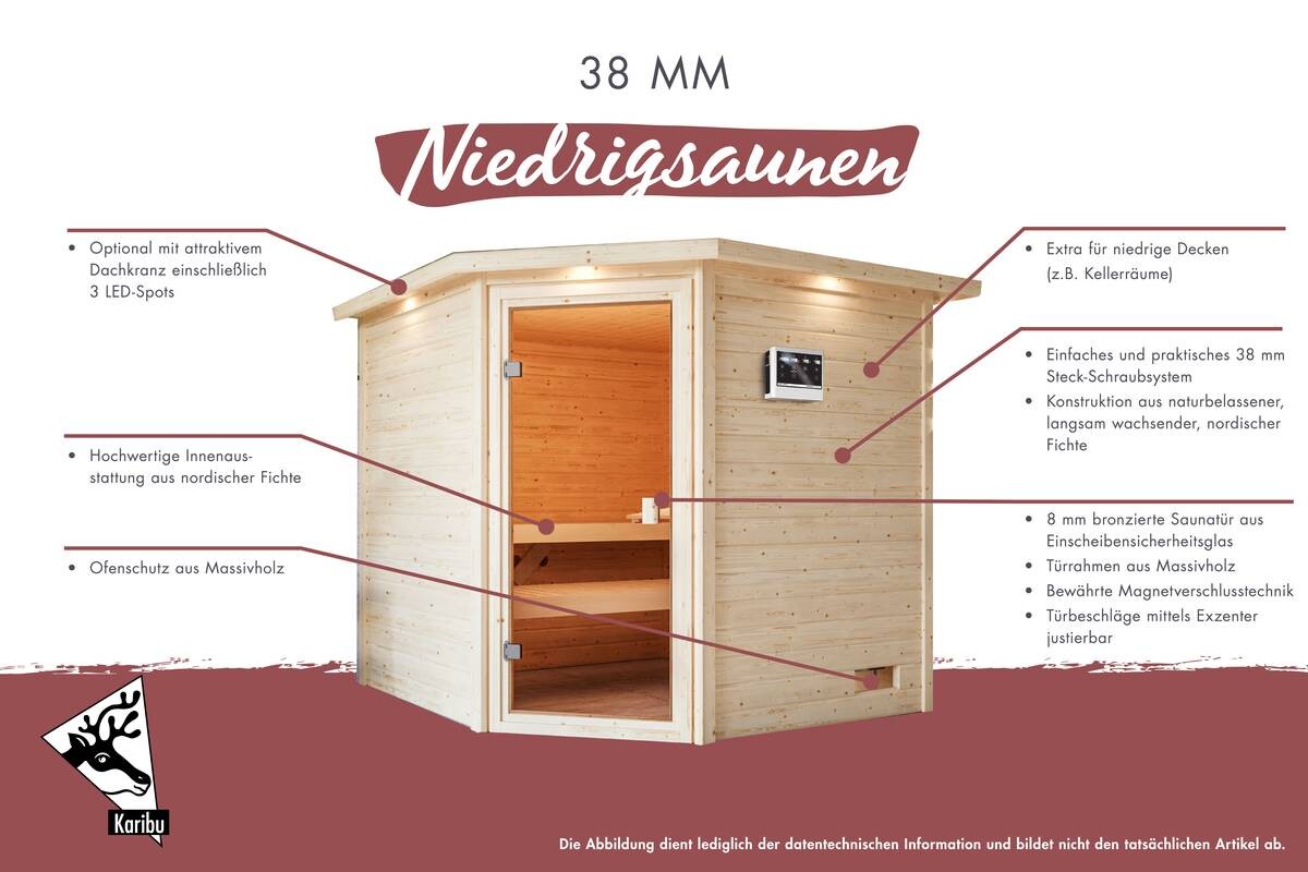 Karibu Sauna Seppel Front natur B/H/T: ca. 196x187x196 cm