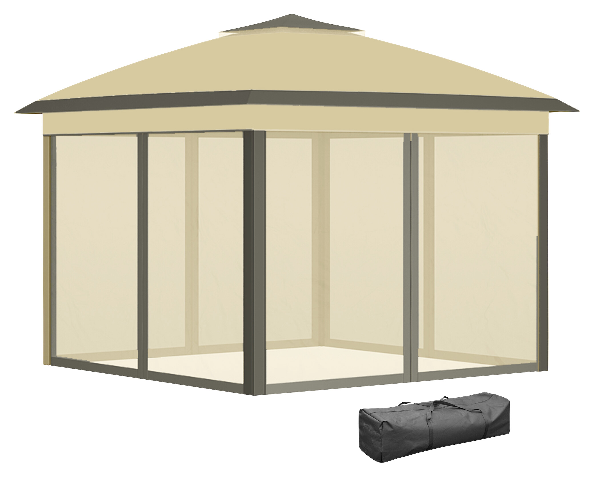 Outsunny Pavillon beige Metall B/H/L: ca. 330x288x330 cm