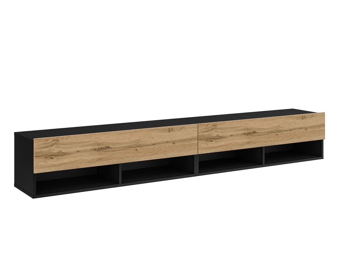 TV-Lowboard TV LOWBOARD DERBY 280 schwarz Eiche Wotan Nachbildung B/H/T: ca. 280x32,5x31,5 cm
