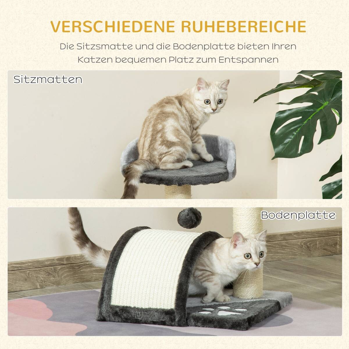 PawHut Katzenbaum grau Sisal B/H/L: ca. 36x44x36 cm
