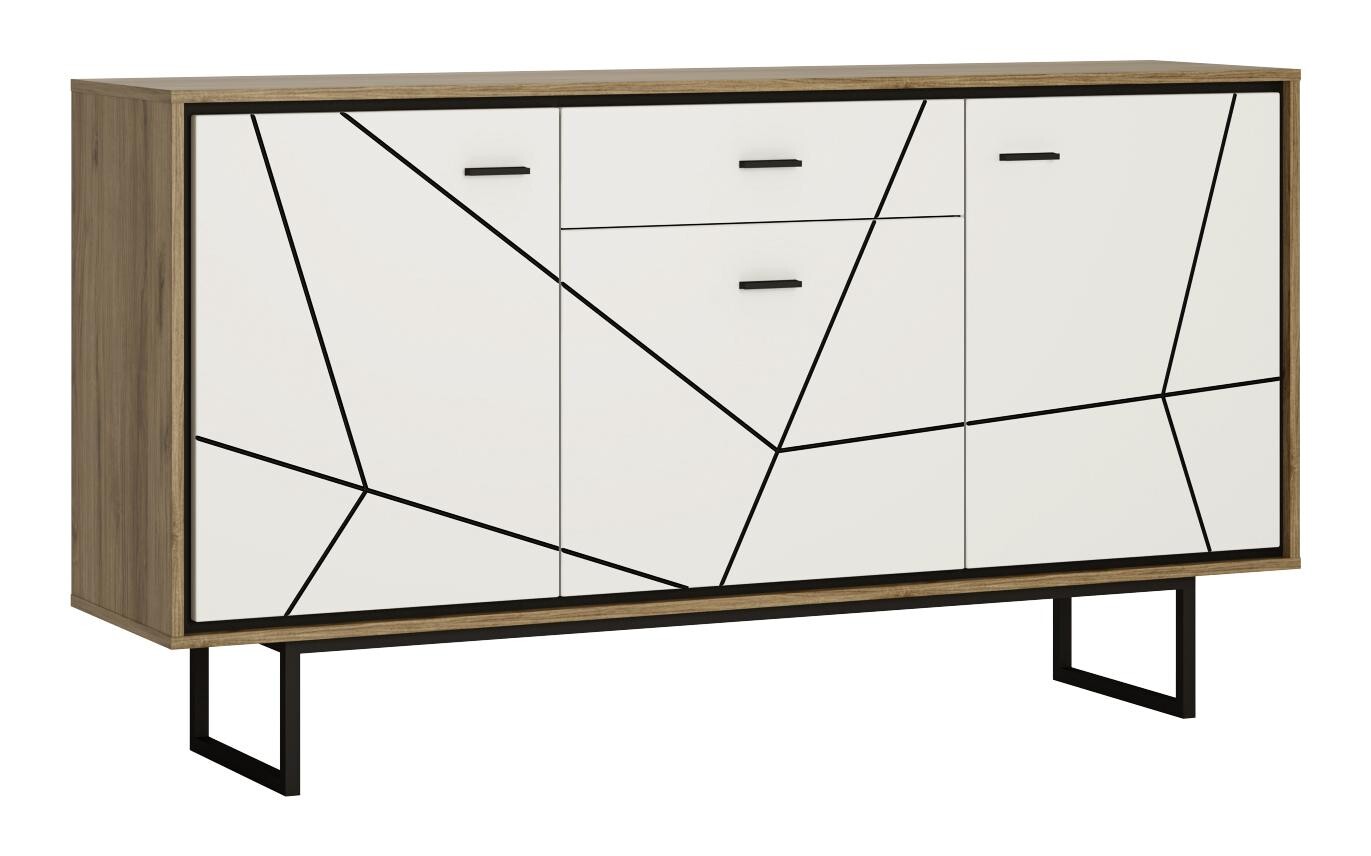 Sideboard Brolo Eiche Cleveland Nachbildung weiß Hochglanz schwarz B/H/T: ca. 167x90x40 cm Sideboard Brolo Eiche Cleveland Nachbildung weiß Hochglanz schwarz B/H/T: ca. 167x90x40 cm