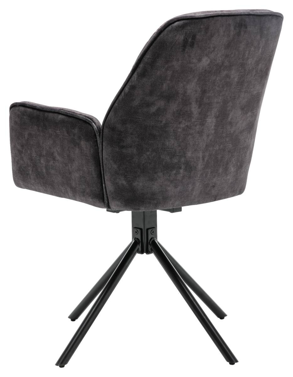 byLIVING Sessel SARINA 2er-Set anthrazit Vintage Samt Metall B/H/T: ca. 59,5x89x62 cm