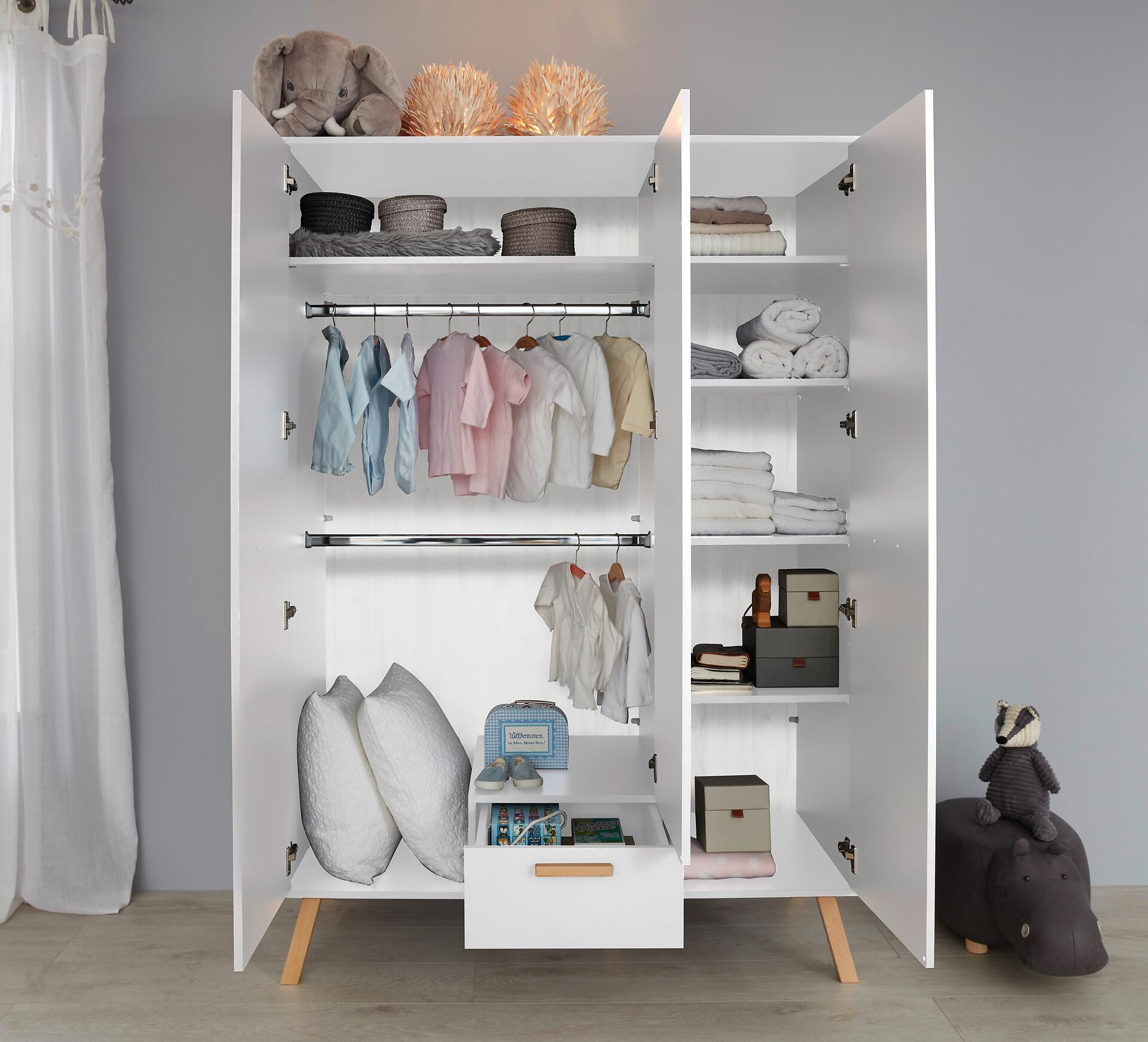 Kleiderschrank Mats weiß B/H/T: ca. 130x190x60 cm