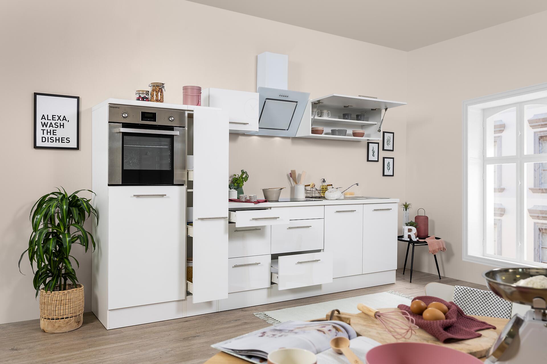 Respekta Küchenblock Amanda weiß Hochglanz B/H/T: ca. 300x200x60 cm