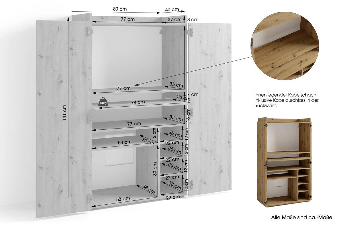Sekretär JANNE Eiche B/H/T: ca. 80x141x40 cm
