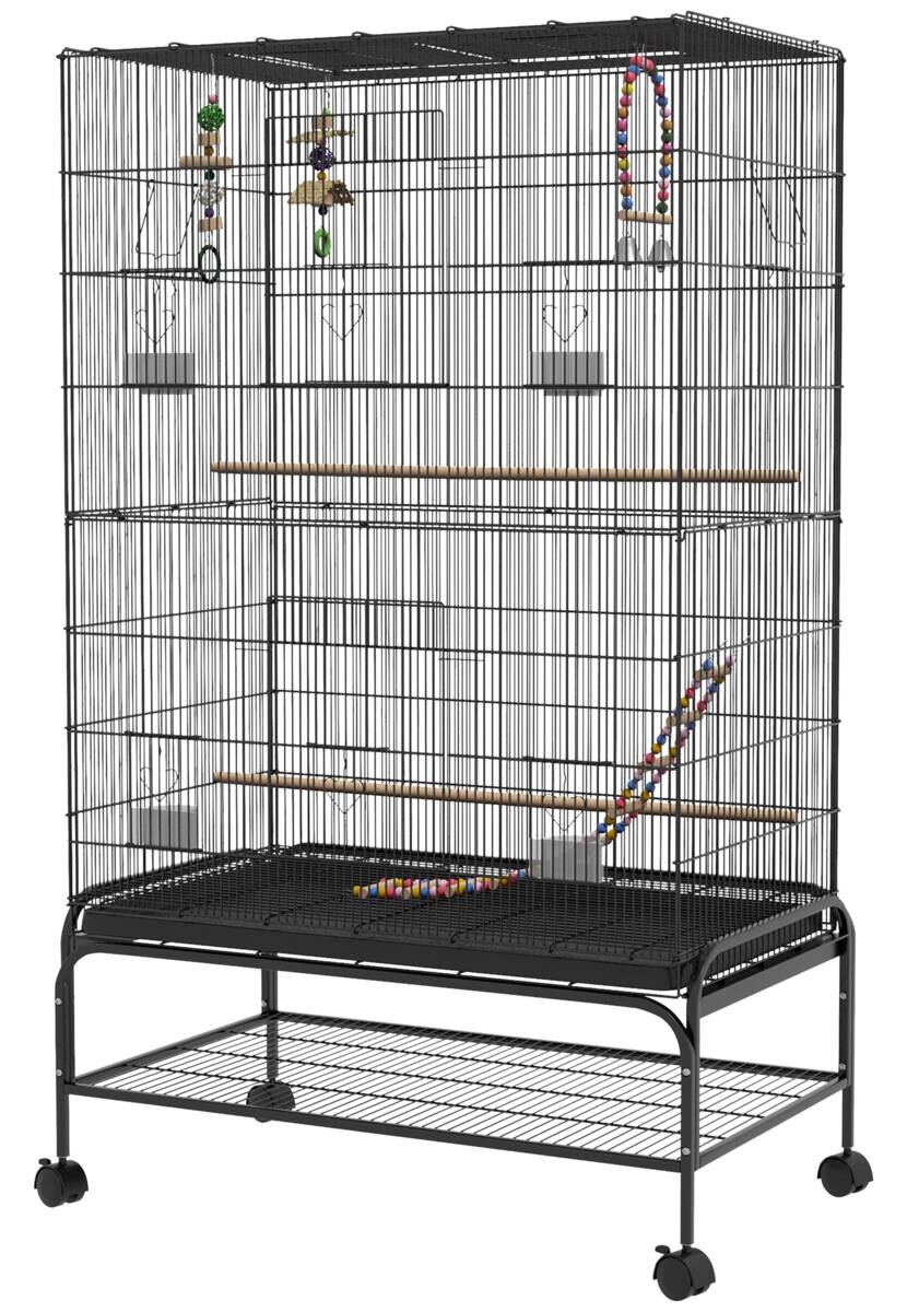 PawHut Vogelkäfig schwarz Kunststoff B/H/L: ca. 58x160x97 cm