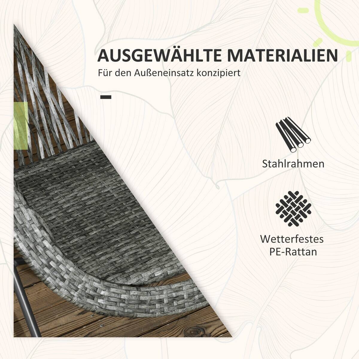 Outsunny Bistro-Set grau Kunststoff B/H/L: ca. 77x78x76 cm