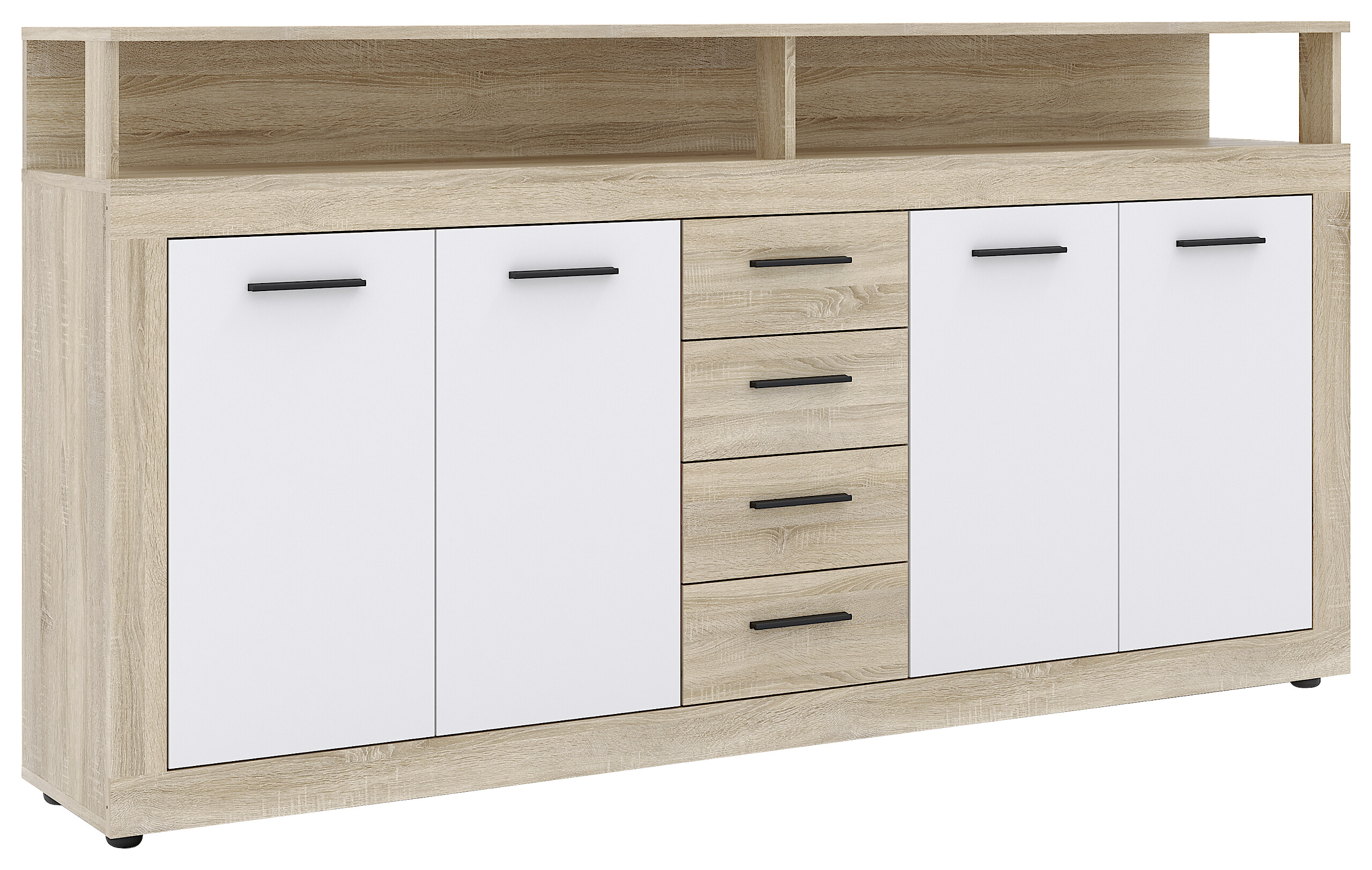 Kommode LUNA XXL Eiche Sonoma Nachbildung weiß matt B/H/T: ca. 190x95,9x31,9 cm