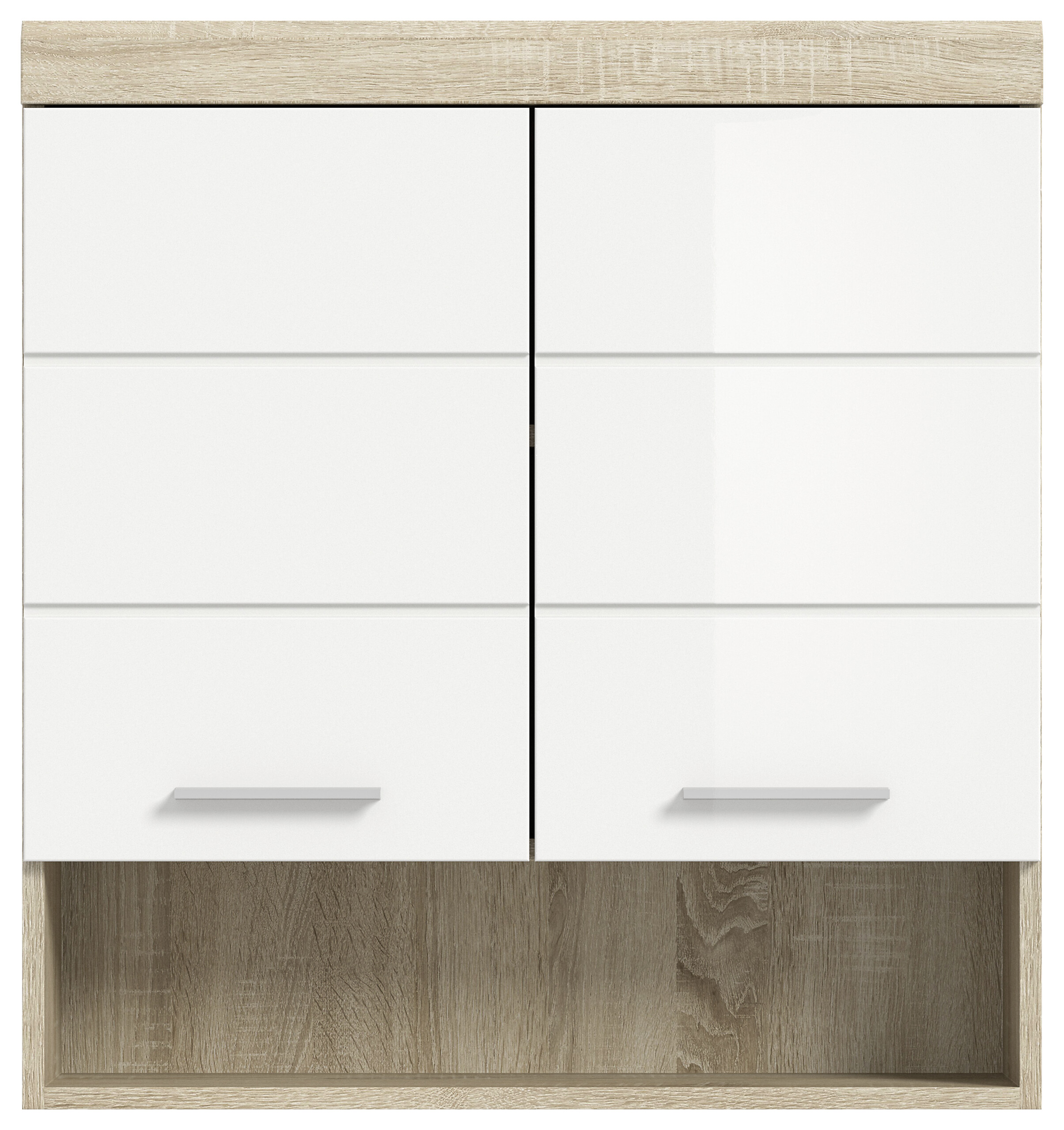 Badhängeschrank Lambada Eiche Sonoma Nachbildung weiß Hochglanz B/H/T: ca. 74x79x24 cm