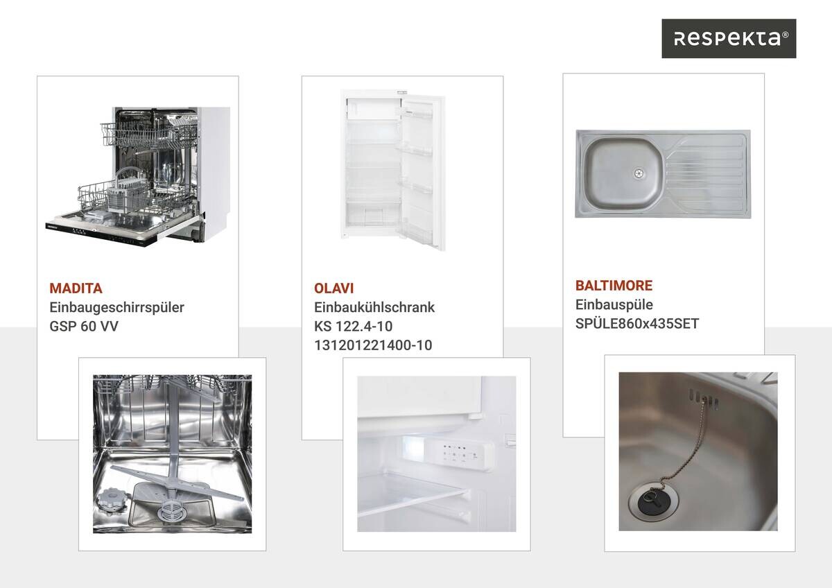 Respekta Inselküche Hilde weiß matt B/H/T: ca. 310x205x172 cm