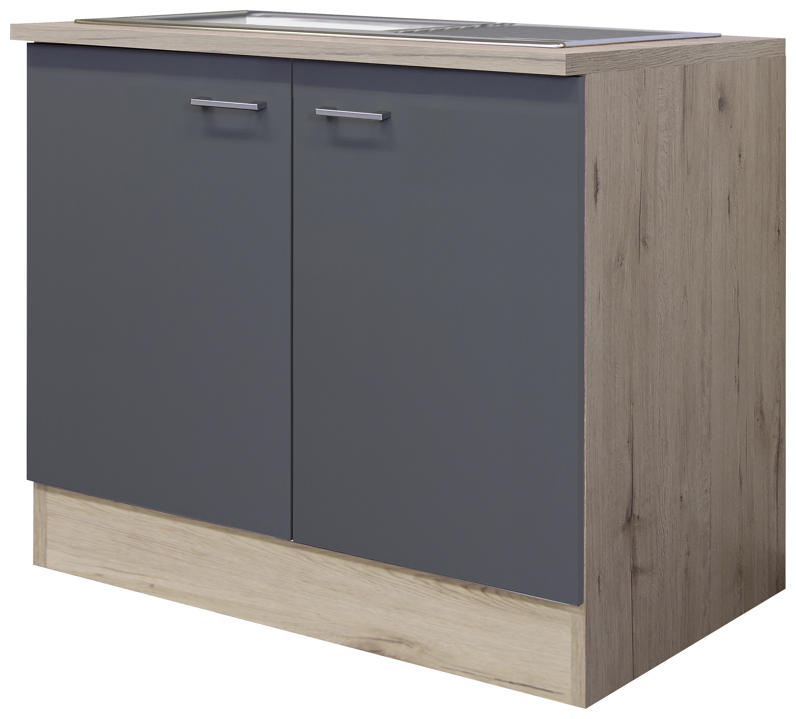 Spülenschrank Morena grau matt B/H/T: ca. 100x85x60 cm