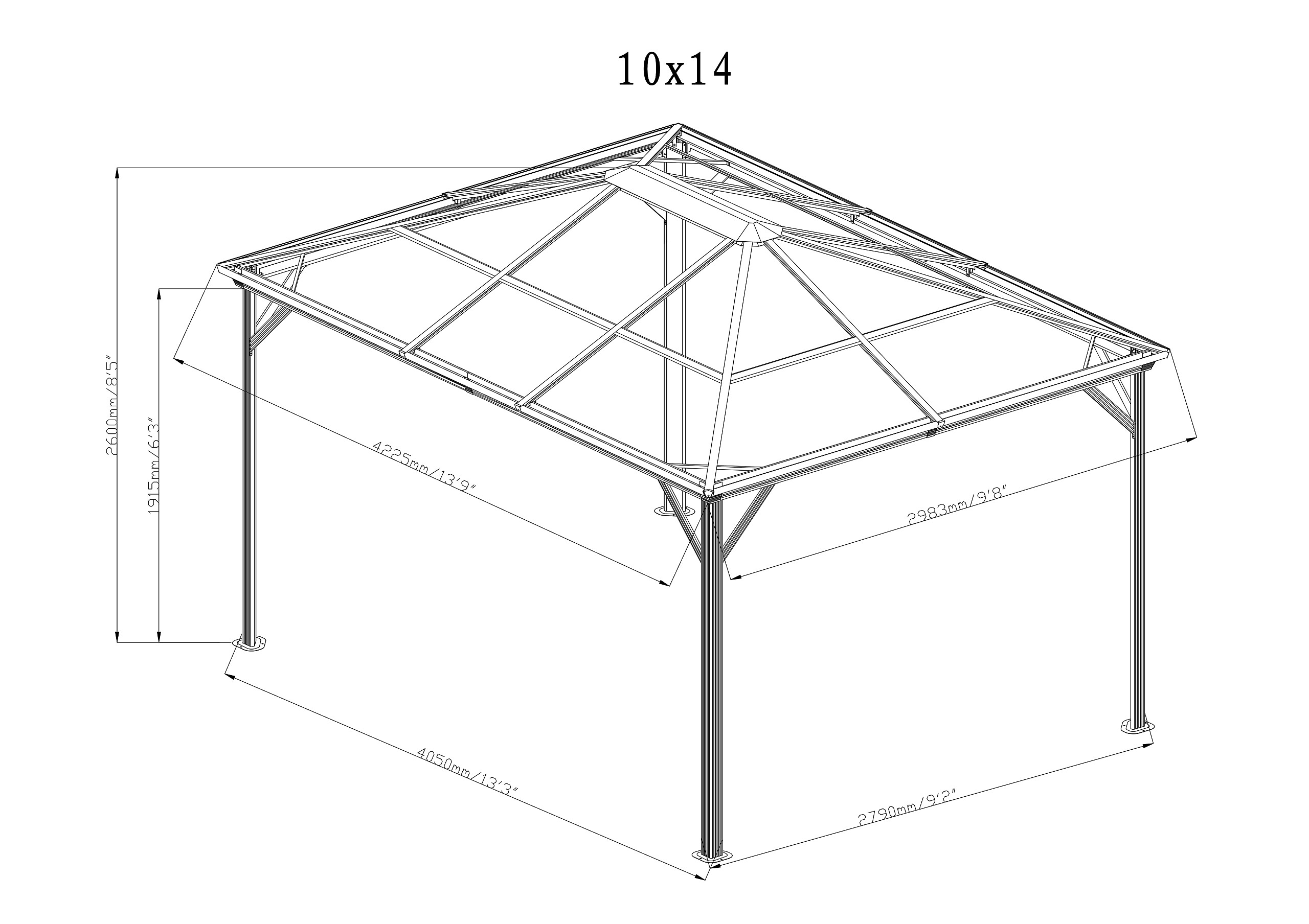 Sojag Pavillon Verona anthrazit Aluminium B/H/T: ca. 298x260x423 cm