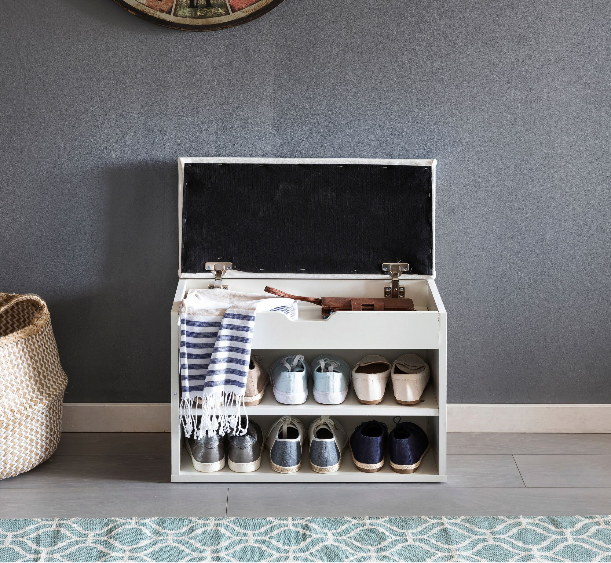 Schuhbank weiß weiß B/H/T: ca. 60x40x30 cm