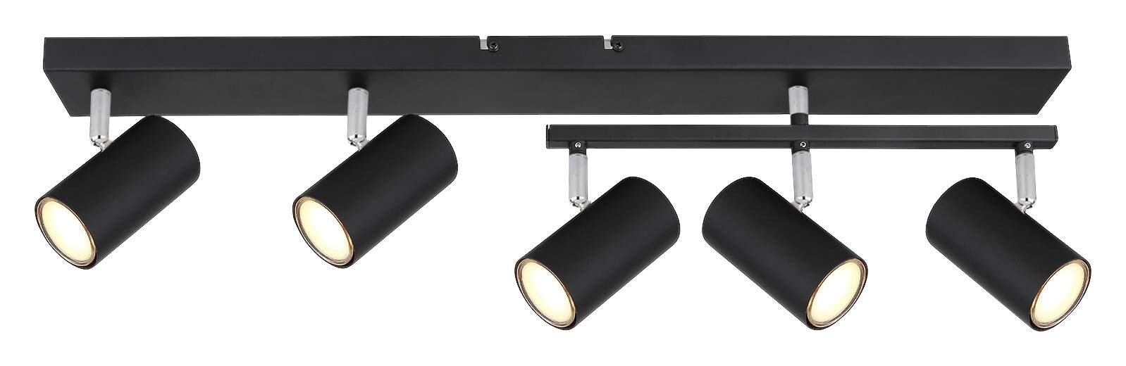 GLOBO Strahler 57911-5B Robby schwarz Metall B/H/L: ca. 35x17x70 cm GU10 5 Brennstellen