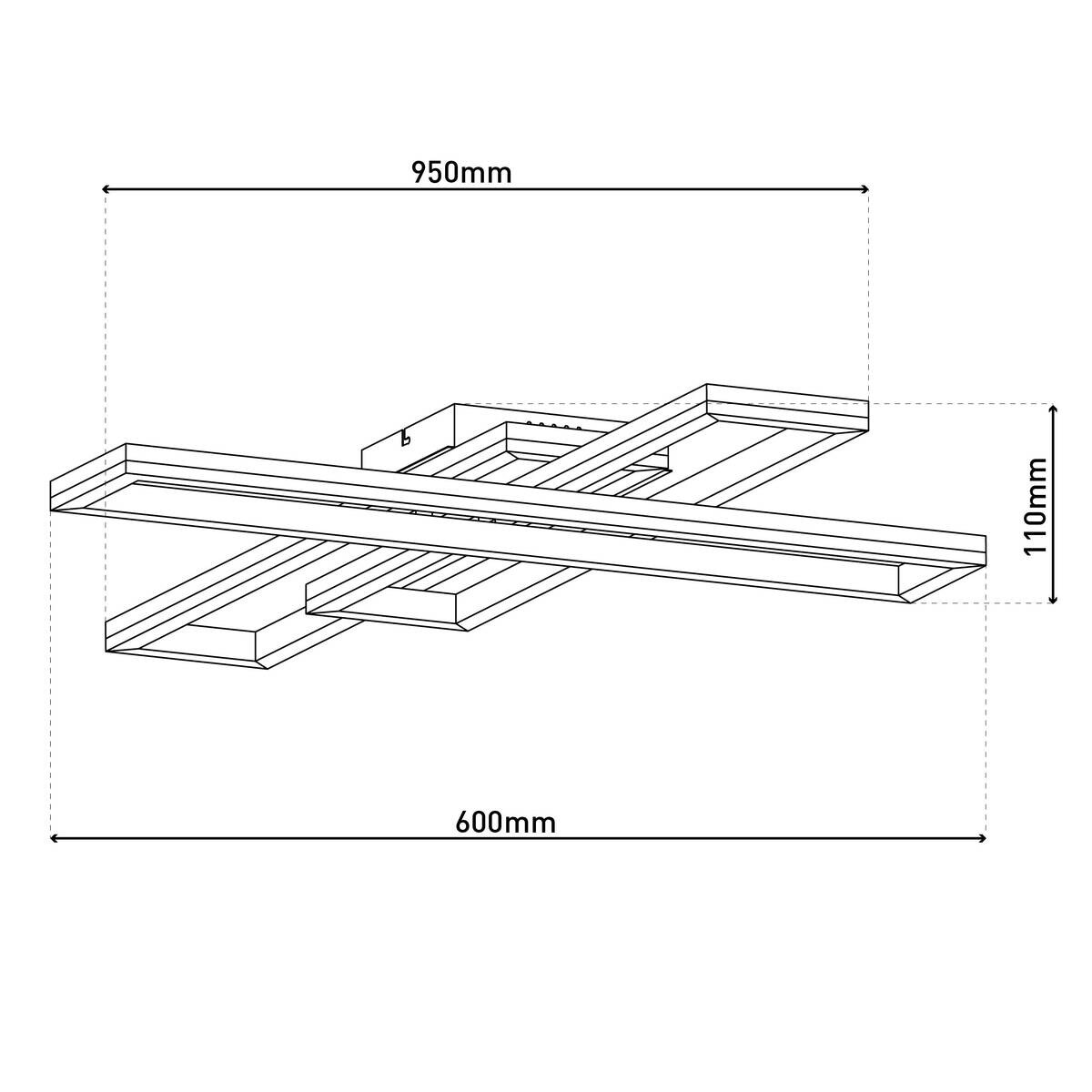Näve Leuchten Deckenleuchte 1403060 Alu Kunststoff Metall B/H/T: ca. 60x11x95 cm null 6 Brennstellen