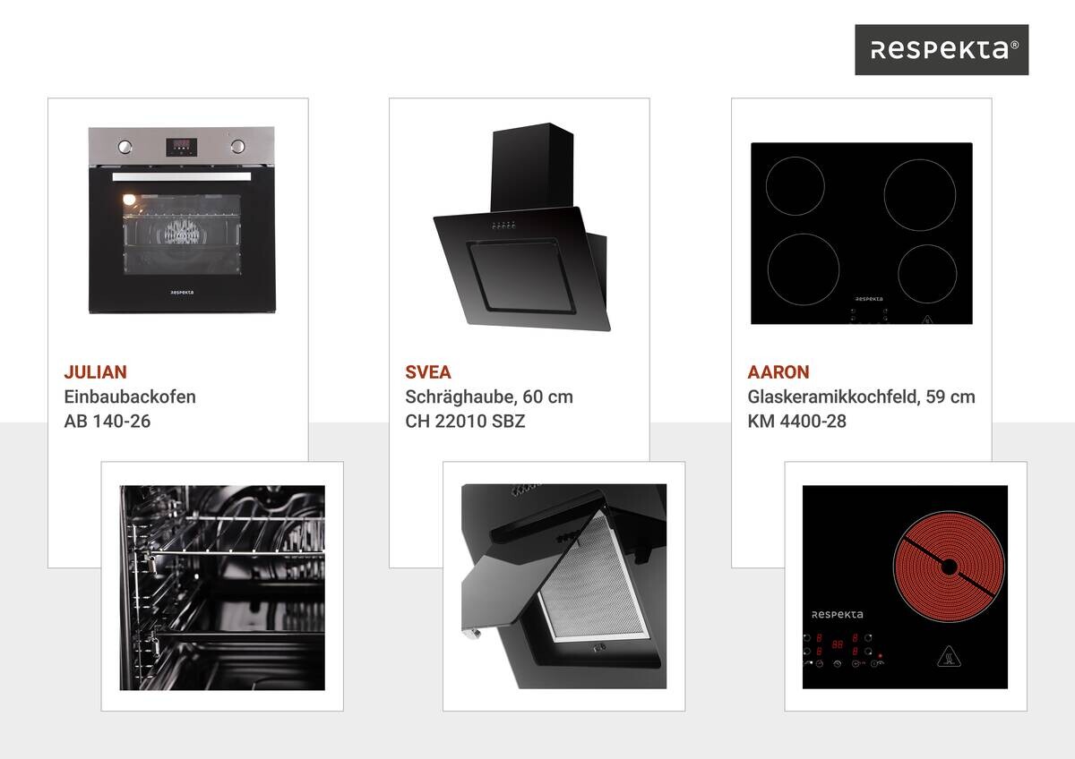 Respekta Inselküche Gabriel grau Hochglanz B/H/T: ca. 290x200x60 cm