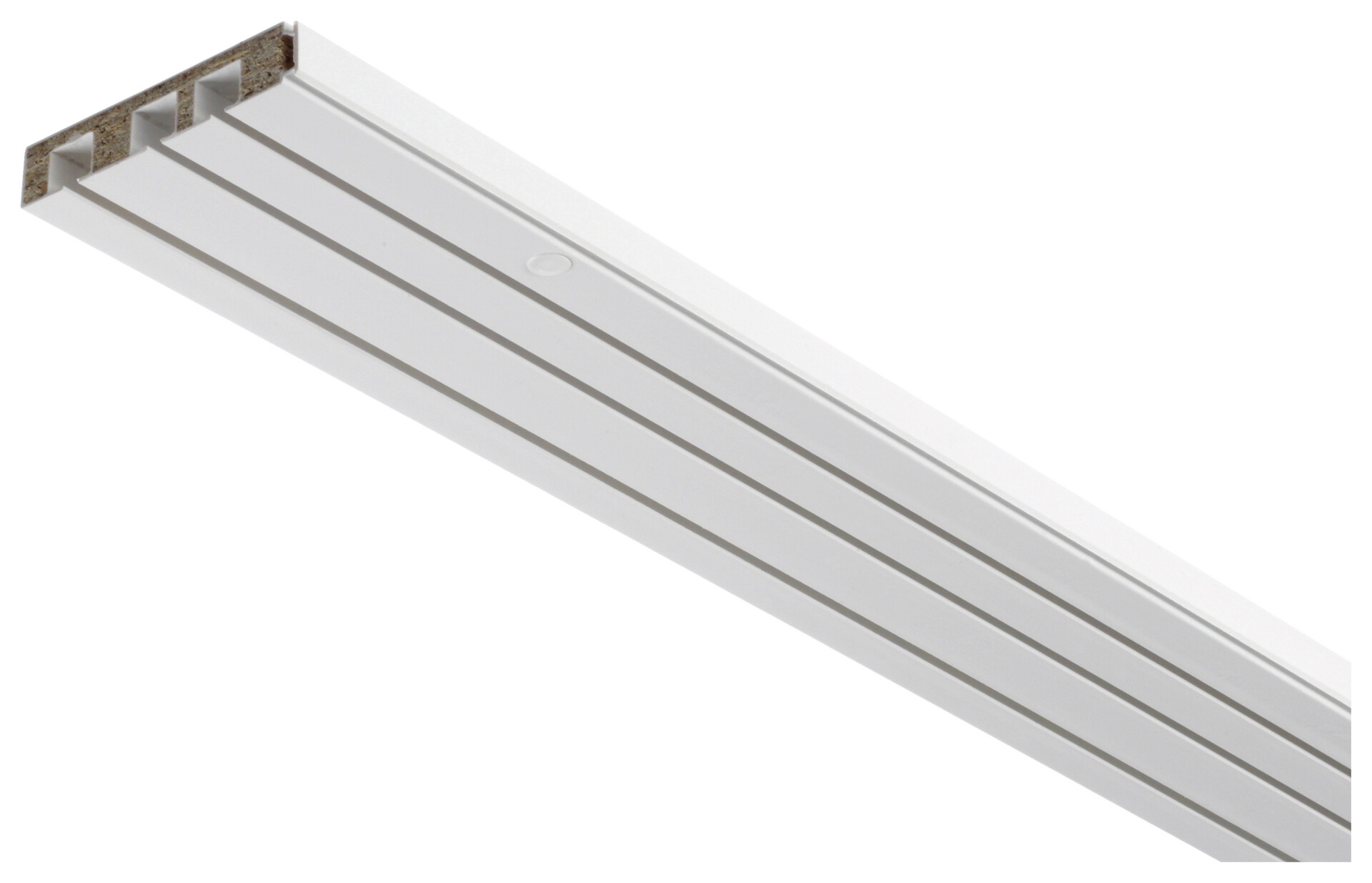 Boviva Gardinenschiene mit Holzkern weiß Holz L: ca. 120 cm 3.0 Läufe