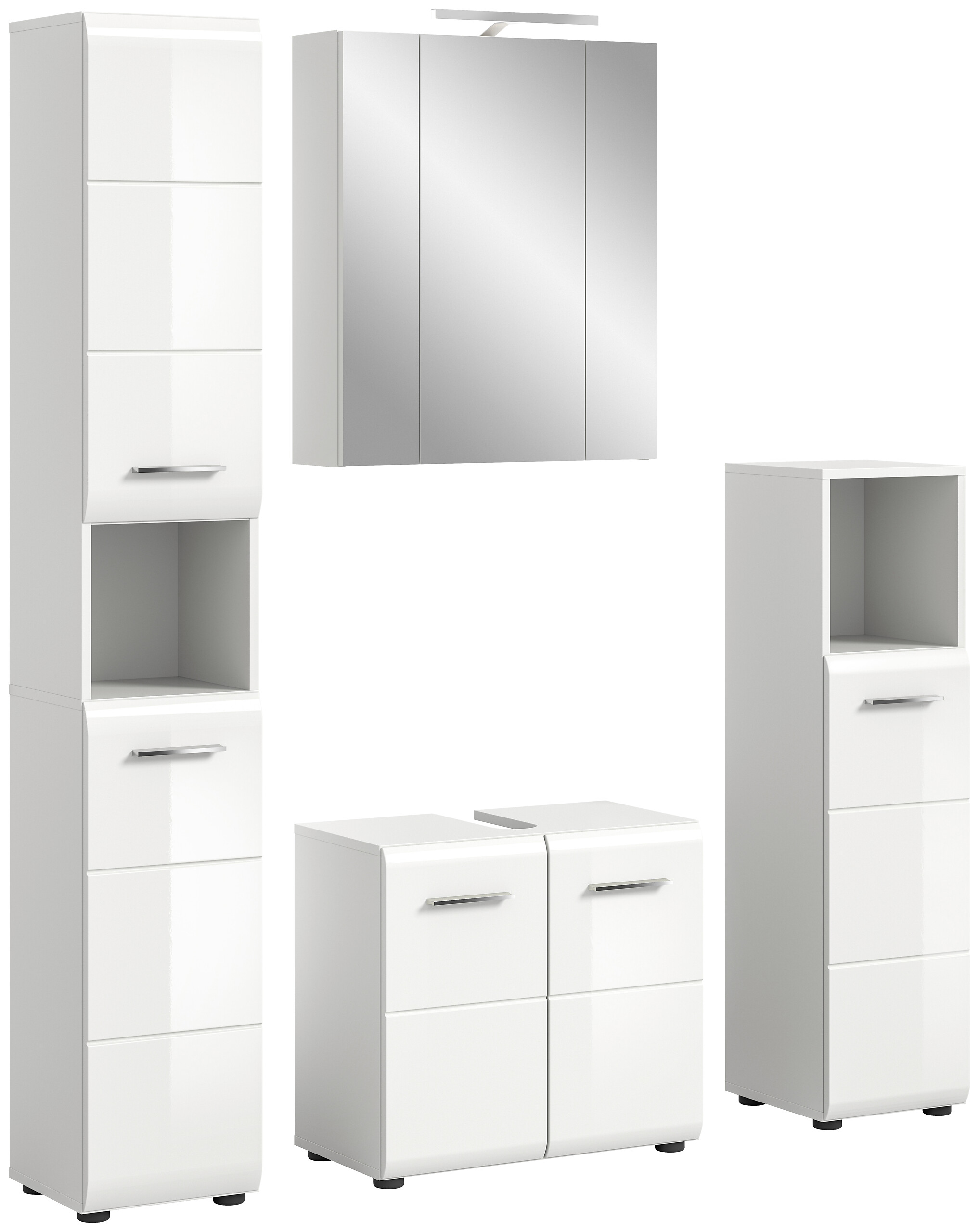 Badezimmer-Set Ice weiß weiß Hochglanz B/H/T: ca. 150x185x30 cm