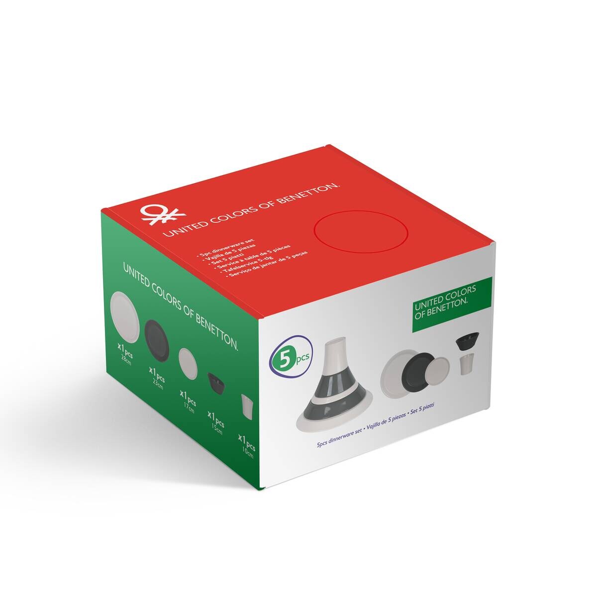 BENETTON Kombiservice Black & white schwarz Steingut 5 tlg.