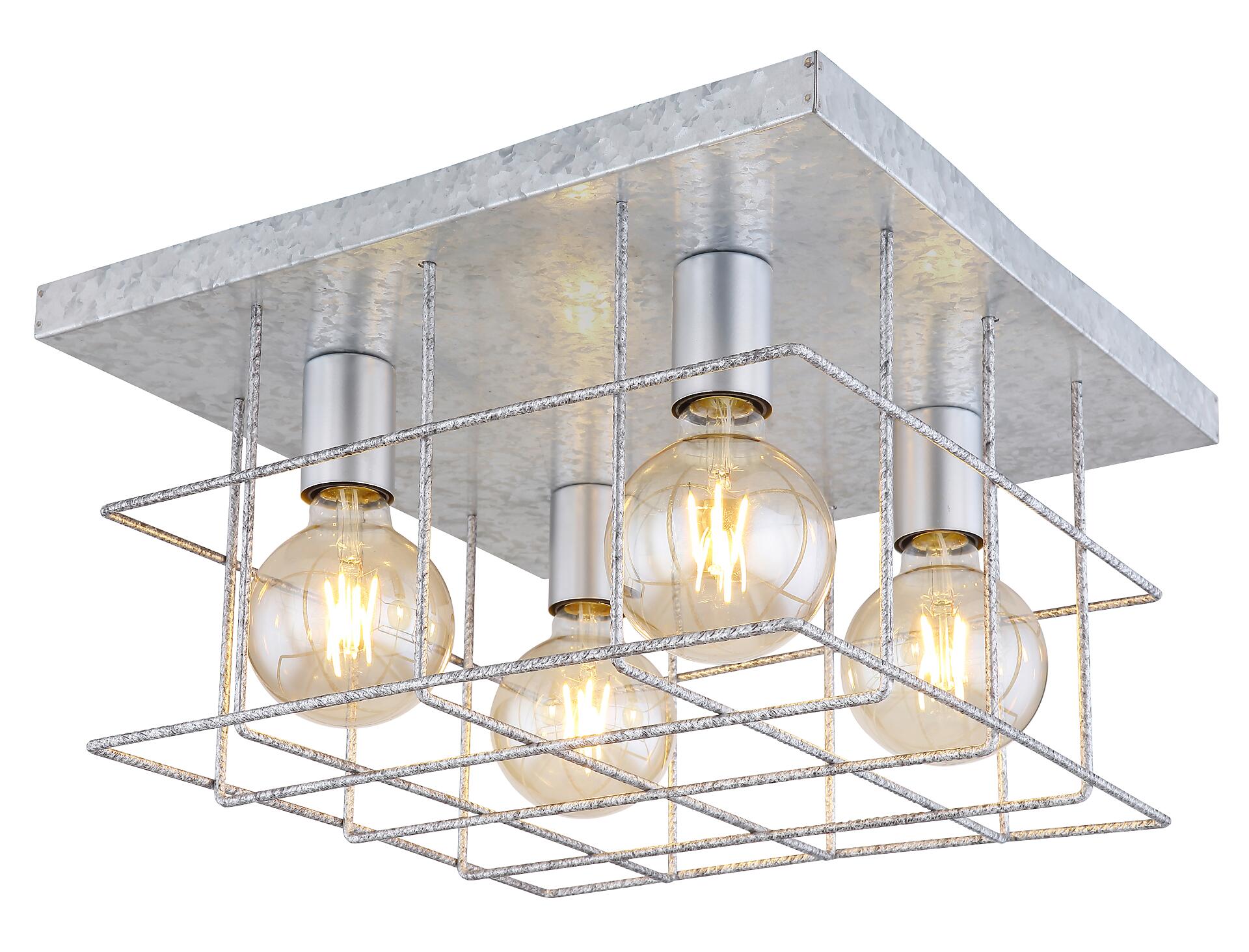 GLOBO Deckenleuchte MERRIL 15530Z-4D silber Metall B/H/L: ca. 40x26x40 cm