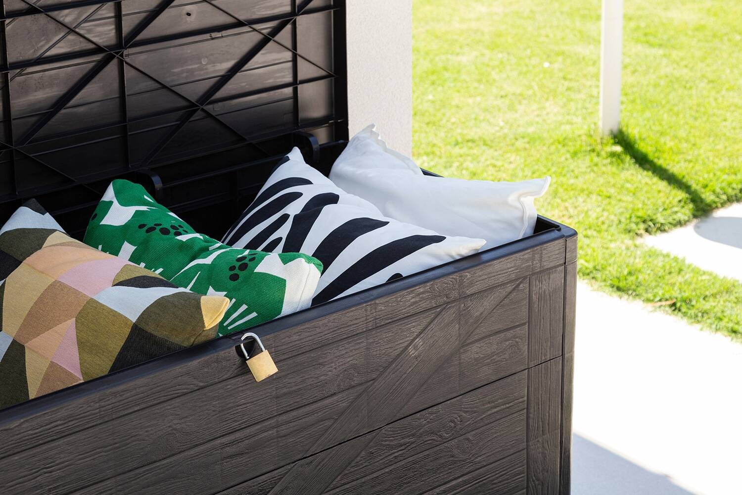 Toomax Aufbewahrungsbox Wood anthrazit Kunststoff B/H/L: ca. 63x56x120 cm