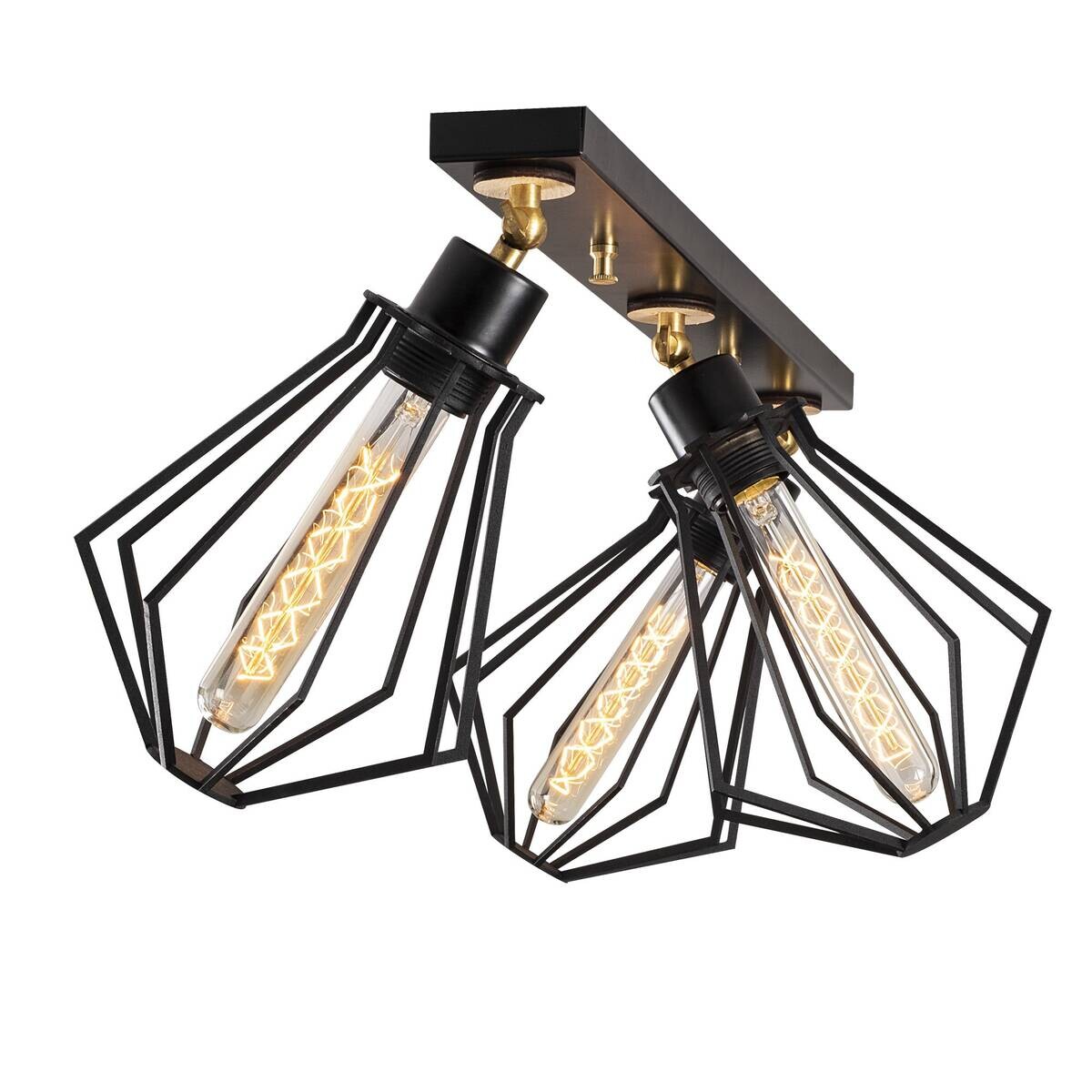 Opviq Deckenleuchte Oylat gold schwarz Metall B/H/T/L/D: ca. 18x29x18x70x18 cm E27 3 Brennstellen