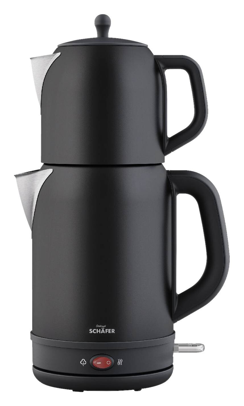 SCHÄFER Wasser -/u.Teekocher 74265 mattschwarz Kunststoff Edelstahl B/H/T: ca. 19x38x19 cm ca. 1,7 l