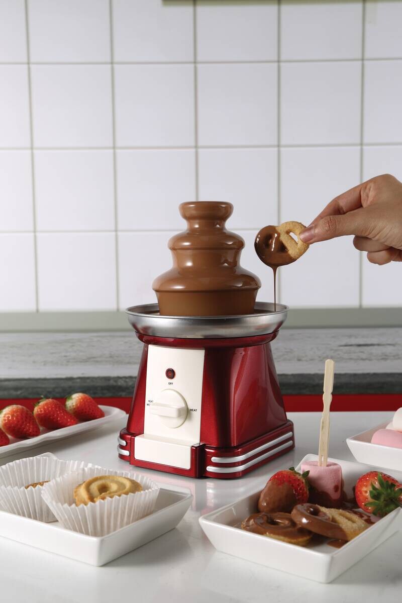 SWISS HOME Schokoladenbrunnen SH-6726 rot Kunststoff Edelstahl B/H/L: ca. 15x24x15 cm
