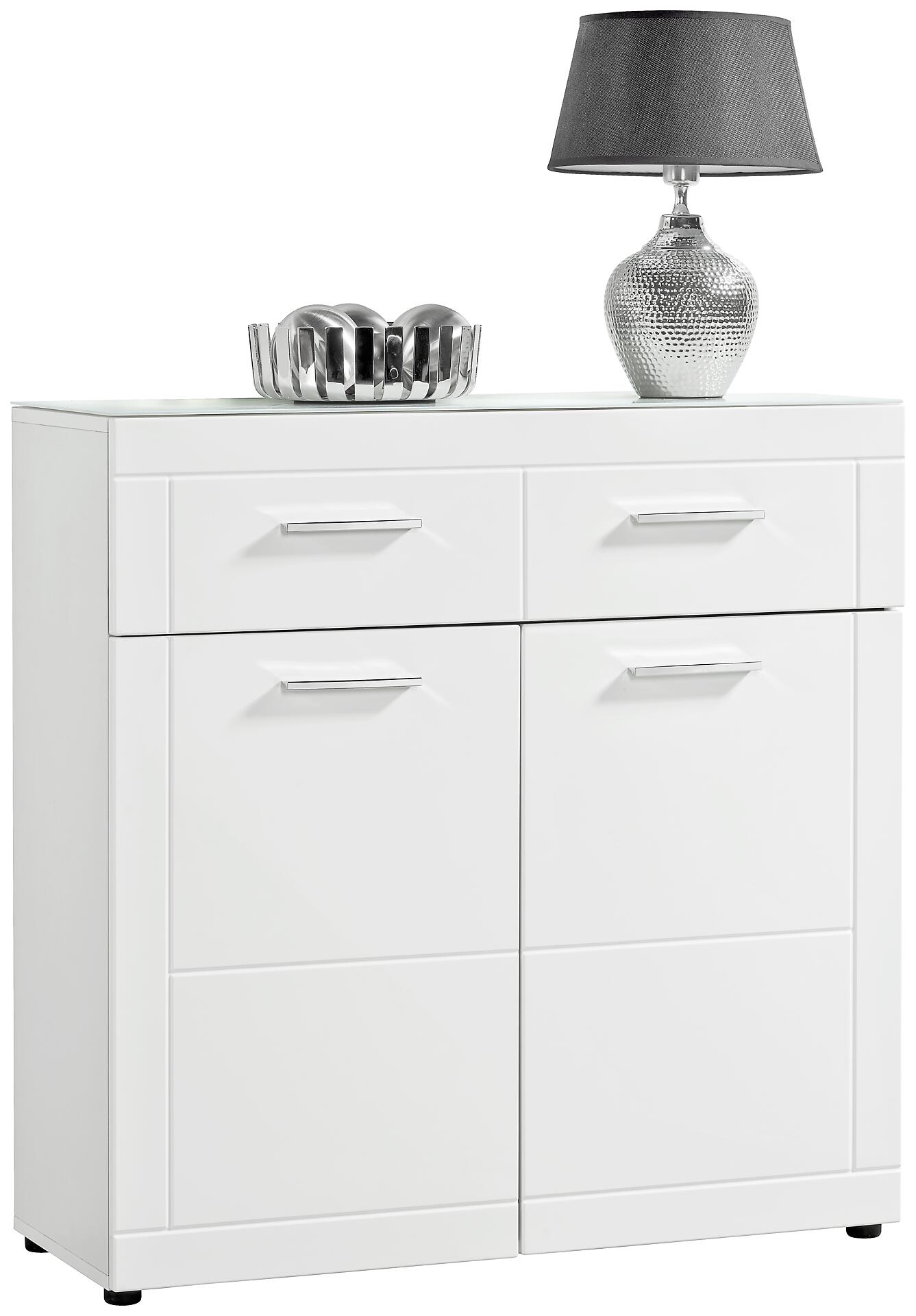 Schuhkommode Atlanta weiß weiß Hochglanz B/H/T: ca. 90x91x35 cm