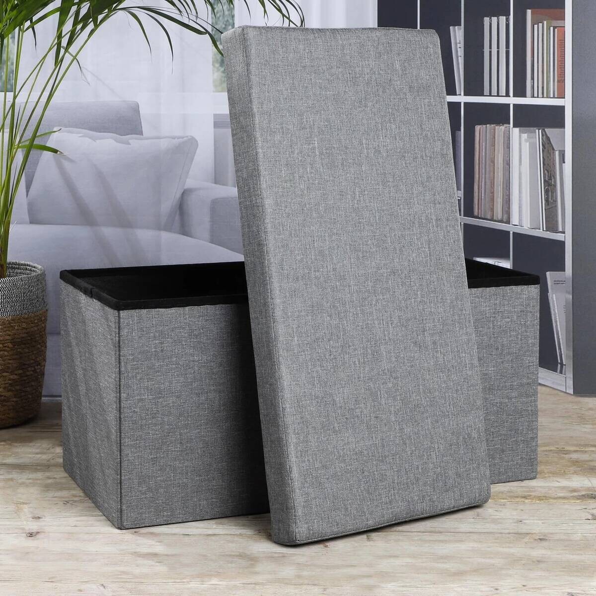 HI Sitzbank mit Aufbewahrungsfunktion grau B/H/L: ca. 38x38x76 cm