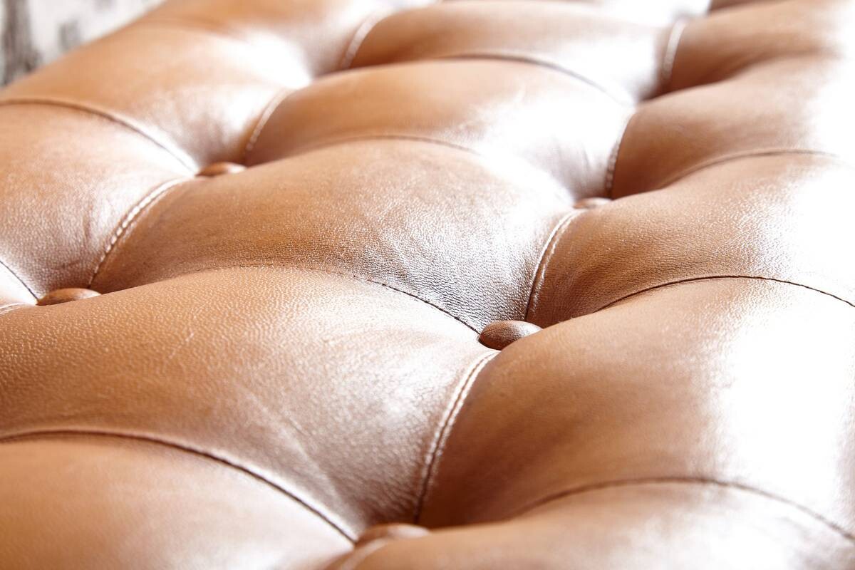 Wohnling Sitzbank braun natur Leder Echtholz B/H/T: ca. 125x50x38 cm